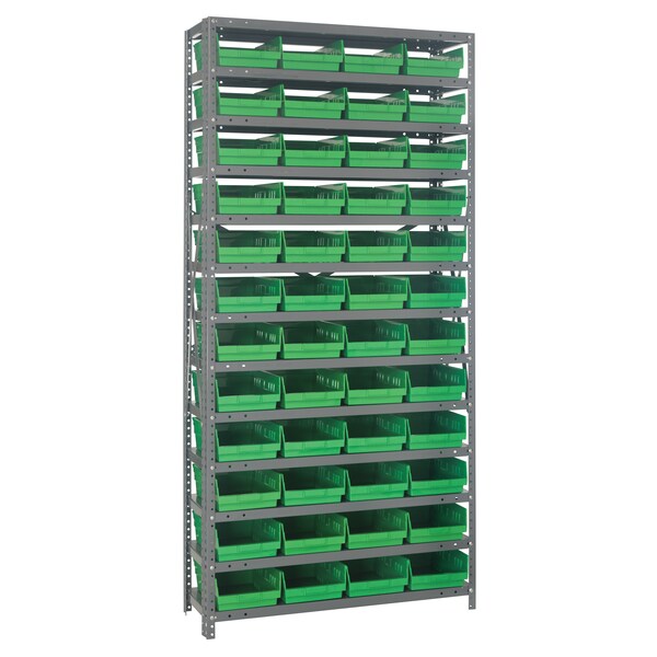 Steel Shelving with plastic bins